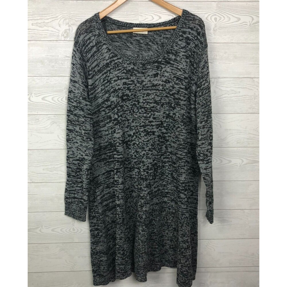 Bobbie Brooks Plus Size Women's 3X Knit Long Sleeve Shift Dress Gray Scoop Neck